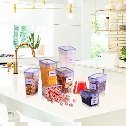 Churboro 30 Pack Airtight Food Storage Containers with 288 Labels, Chalk Pen, Spoons Set- BPA Free Plastic Pantry Organization Canisters for Dry Food, Cereal, Flour, Sugar