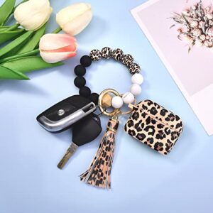 AirPods Pro Case AIRSPO Cute AirPods Pro Case Cover for AirPods Pro Printed Silicone Protective Skin for Women, Girls with Bracelet Keychain/Accessories (Khaki/Cheetah)
