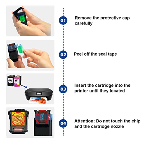 DOUBLE D Remanufactured Ink Cartridge Replacement for HP 67 67XL for Envy 6000 6055 6055e 6455e 6458 6475 DeskJet 2700 2732 2755 2755e 4100 4152e 4155 4155e 4158 Printer (1 Black 1 Tri-Color)