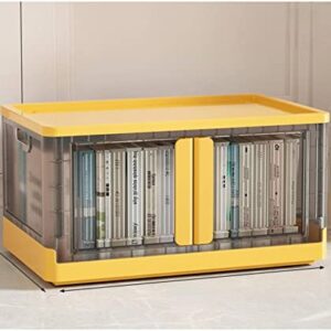 NA Storage Box Simple Installation-Free Wardrobe Sorting Box for Collection Transparent Folding Plastic, Amber Yellow, 95L