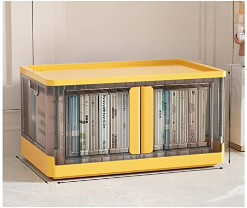 NA Storage Box Simple Installation-Free Wardrobe Sorting Box for Collection Transparent Folding Plastic, Amber Yellow, 95L