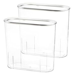 okllen 2 pack plastic small trash can, clear rectangle wastebasket trash bin, garbage container slim trash can for bathroom, kitchen, dorm, home, office, 12.4" l x 5.3" w x 11" h