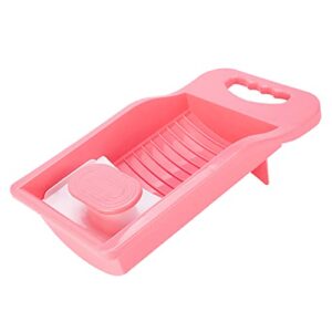 Mini Hand Washboard Personal Underwear Sock Washing Board, Washboard for Laundry, Use for Hand Washing Clothes and Small Items Plastic Non-Slip Washboard Convenient Washboard (Pink)