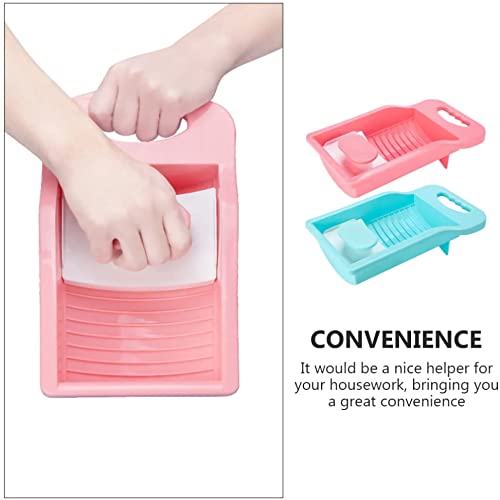 Mini Hand Washboard Personal Underwear Sock Washing Board, Washboard for Laundry, Use for Hand Washing Clothes and Small Items Plastic Non-Slip Washboard Convenient Washboard (Pink)