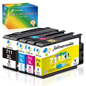 jtm 711xl compatible ink cartridge replacement for hp 711 711xl cz133a cz129a work with hp designjet t120 t520 t530 printer(4-pack,1 black,1 cyan,1 magenta,1 yellow)