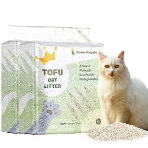 Beans Royale 2pcs Pack (6L x 2) Tofu Cat Litter, Biodegradable, Clumping Kitty Litter, Flushable,Pea Fiber,Dust Free, Odor Control, Low Tracking, Lightweight