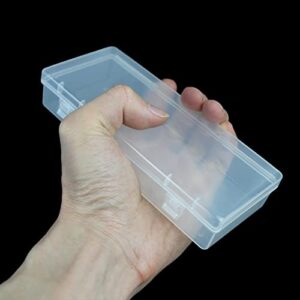 LJY 10 Pieces Rectangular Empty Mini Clear Plastic Organizer Storage Box Containers with Hinged Lids (6.1 x 2.6 x 1.2 inch, Transparent)