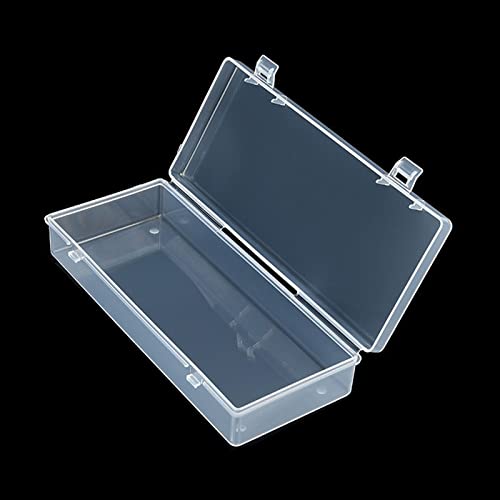 LJY 10 Pieces Rectangular Empty Mini Clear Plastic Organizer Storage Box Containers with Hinged Lids (6.1 x 2.6 x 1.2 inch, Transparent)