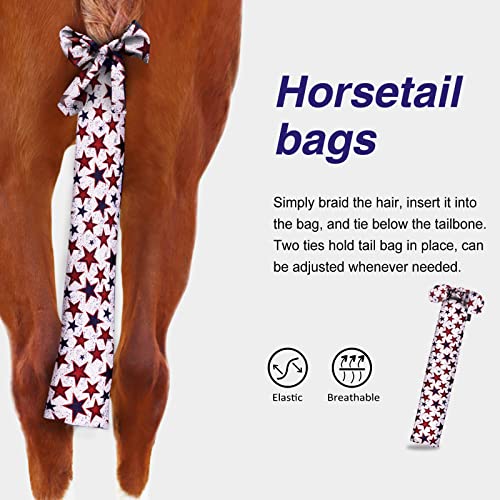 Harrison Howard Stretchy Tail Bag Breathable Horse Tail Guard Slip on Design Protect Horse Tail 2 Strand Closure Straps Keep Tail Clean & Protected 22" L Length Makes Grooming Easy-Dream Star