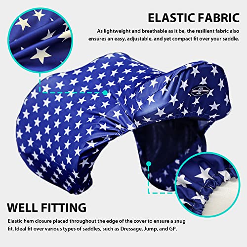 Harrison Howard Stretchy Saddle Cover Keep Saddle Scratch-and-Dust Free Multi-Prints Dressage Saddle Cover-Lined Stars