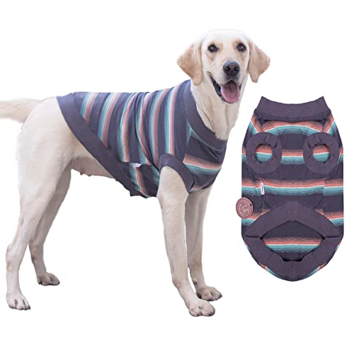 100% Cotton Striped Dog Shirt for Large Dogs, Stretchy Breathable Sleeveless Dog Clothes for Large Dogs, Surbogart by Xobberny Soft Lightweight Cool Pet T Shirt, Golden, 8X-Large