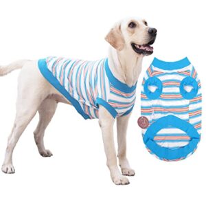 100% Cotton Striped Dog Shirt for Large Dogs, Stretchy Breathable Sleeveless Dog Clothes for Large Dogs, Surbogart by Xobberny Soft Lightweight Cool Pet T Shirt, 4X-Large