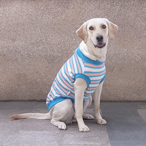 100% Cotton Striped Dog Shirt for Large Dogs, Stretchy Breathable Sleeveless Dog Clothes for Large Dogs, Surbogart by Xobberny Soft Lightweight Cool Pet T Shirt