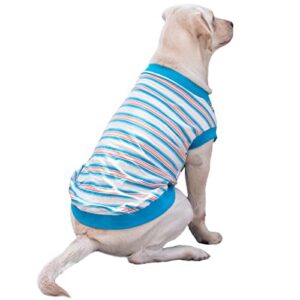 100% Cotton Striped Dog Shirt for Large Dogs, Stretchy Breathable Sleeveless Dog Clothes for Large Dogs, Surbogart by Xobberny Soft Lightweight Cool Pet T Shirt
