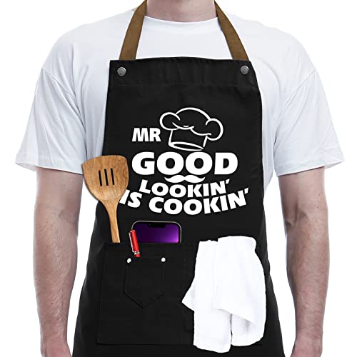 Gifts for Dad from Daughter Son Father's Day Gifts - Birthday Thanksgiving Gifts for Dad, Manly Gifts for Friends - Funny Birthday Gifts, Naughty Gifts for Him, REHAVE Funny Cooking Apron with Pockets