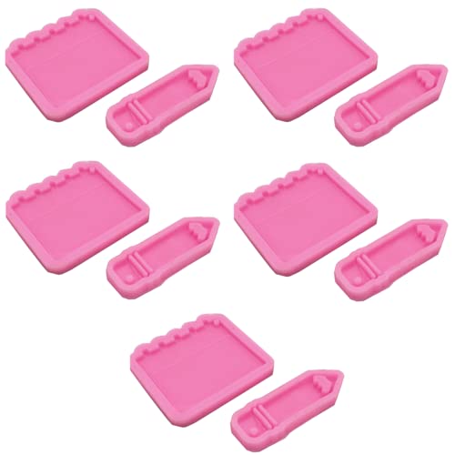 DD-life 10 Pcs Pencil Shape and Note Shape Silicone Molds for Office Supplies Baking Crafts Keycahin Decoration（5 Pencil Shape，5 Note Shape）