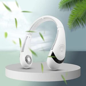 Zuxiga Portable Neck Fan, Foldable Hands Free Bladeless Neck Fan Battery Operated, Personal Rechargeable Face Fan.(with travel bag) (white)