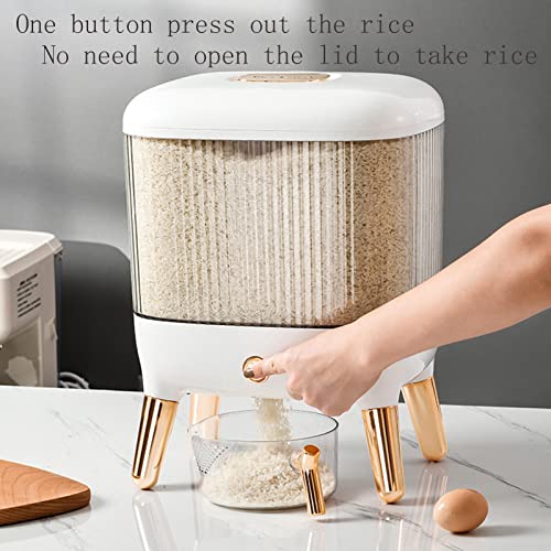 JINYISI Rice Container Home Kitchen Rice Dispenser 10 kg Square Transparent Large Capacity Push Type Automatic Rice Storage Container Kitchen Storage containers