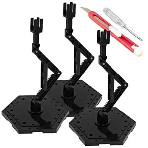 twkupwo hobby model action base display stand, gundam model stand action figure stand compatible with mg rg hg universal models stand (3sets black)