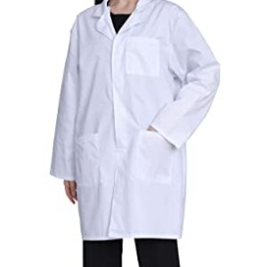 GOQUCHEP Professional Lab Coat for Women, Full Sleeve Cotton Blend Long Medical Coat，White, Unisex (White, Small)