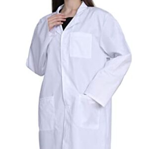 GOQUCHEP Professional Lab Coat for Women, Full Sleeve Cotton Blend Long Medical Coat，White, Unisex (White, Small)