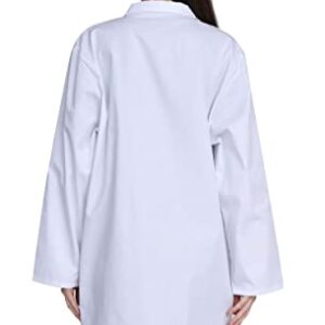 GOQUCHEP Professional Lab Coat for Women, Full Sleeve Cotton Blend Long Medical Coat，White, Unisex (White, Small)