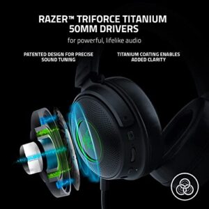 Razer Kraken V3 Pro HyperSense Wireless Gaming Headset w/Haptic Technology: Triforce Titanium 50mm Drivers -THX Spatial Audio - Hyperspeed Wireless - Fabric & Leatherette Memory Foam Cushions(Renewed)