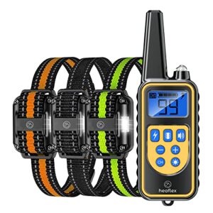 heaflex dog shock collar with remote, dog training electric collar, waterproof rechargeable, 1640ft dog shock collar with led light, beep, vibration, shock for medium/large 3 electronic collars dogs