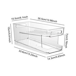 2 Tier Auto Rolling Soda Can Organizer for Refrigerator Freezer & Countertop Pantry Cabinets Beverage Dispenser Rack Clear BPA-FREE Plastic Stacking Container, Clear Transparent Plastic