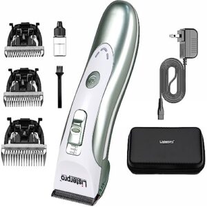 listerpro Dog Clippers Professional Heavy Duty Dog Grooming Clipper Low Noise High Power Rechargeable Cordless Pet Grooming Tools for Small & Large Dogs Cats Pets (with Blade 1mm 3mm 6mm 9mm)