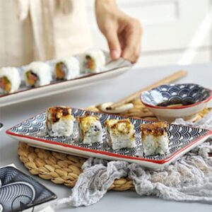 FYUEROPA Porcelain Sushi Plates, Rectangular Platters Serving Trays Set, Set of 4
