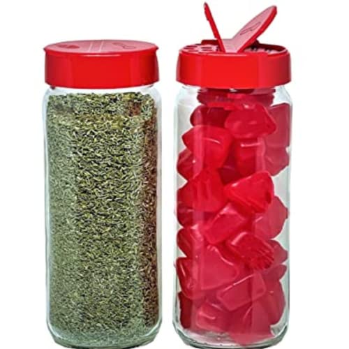 JARMING COLLECTIONS Glass Spice Jars with Shaker Lids - Spice Containers 16 oz Seasoning Shaker for Parmesan Cheese, Cinnamon Sugar Dispenser or as Salt Container with lid