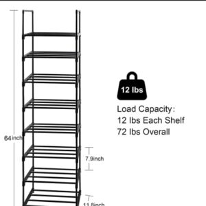 Easyhouse 8 Tier Metal Sturdy Shoe Rack, Narrow Tall Shelf Organizer for Entryway, Closet, Bedroom