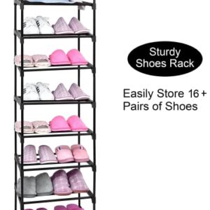 Easyhouse 8 Tier Metal Sturdy Shoe Rack, Narrow Tall Shelf Organizer for Entryway, Closet, Bedroom