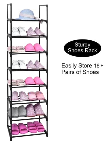 Easyhouse 8 Tier Metal Sturdy Shoe Rack, Narrow Tall Shelf Organizer for Entryway, Closet, Bedroom