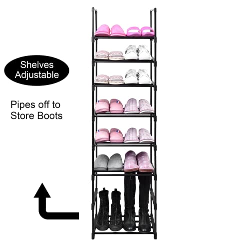 Easyhouse 8 Tier Metal Sturdy Shoe Rack, Narrow Tall Shelf Organizer for Entryway, Closet, Bedroom