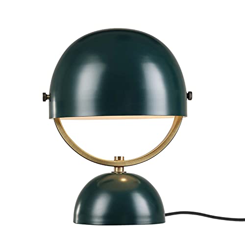 Globe Electric 52973 12.5" Desk Lamp, Matte Green, Matte Brass Accent, Black Fabric Cord, in-Line On/Off Rocker Switch, Title 20 LED Bulb Included, Home Décor, Desk Lamps for Home Office