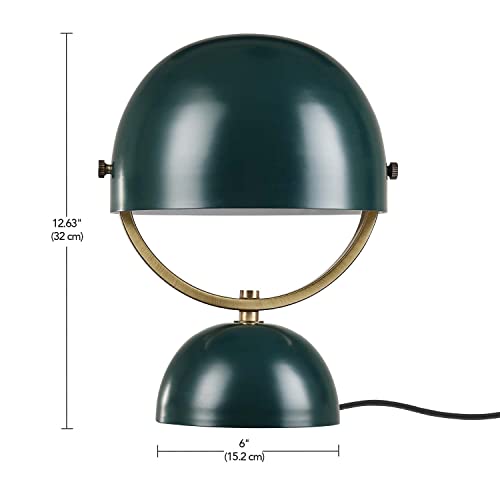 Globe Electric 52973 12.5" Desk Lamp, Matte Green, Matte Brass Accent, Black Fabric Cord, in-Line On/Off Rocker Switch, Title 20 LED Bulb Included, Home Décor, Desk Lamps for Home Office