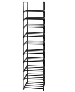easyhouse 10 tier metal sturdy shoe rack, narrow tall shelf organizer for entryway, closet, bedroom