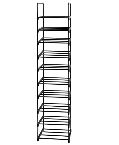 Easyhouse 10 Tier Metal Sturdy Shoe Rack, Narrow Tall Shelf Organizer for Entryway, Closet, Bedroom