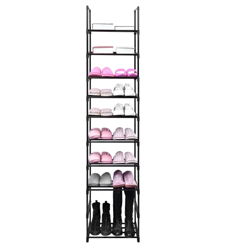 Easyhouse 10 Tier Metal Sturdy Shoe Rack, Narrow Tall Shelf Organizer for Entryway, Closet, Bedroom