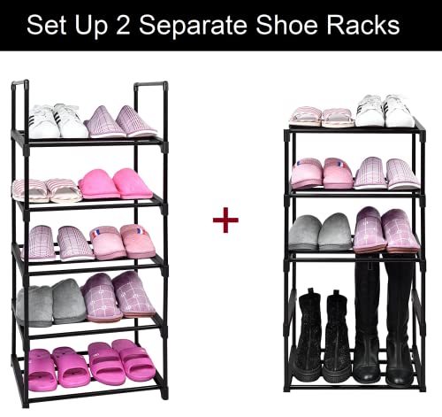 Easyhouse 10 Tier Metal Sturdy Shoe Rack, Narrow Tall Shelf Organizer for Entryway, Closet, Bedroom