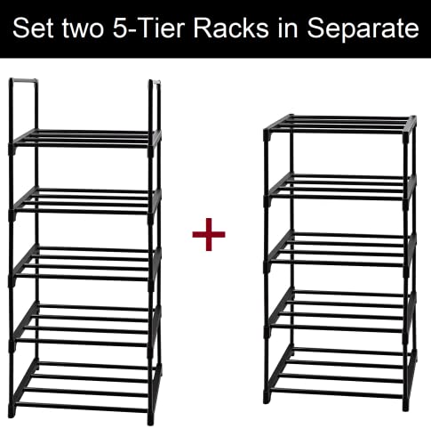 Easyhouse 10 Tier Metal Sturdy Shoe Rack, Narrow Tall Shelf Organizer for Entryway, Closet, Bedroom