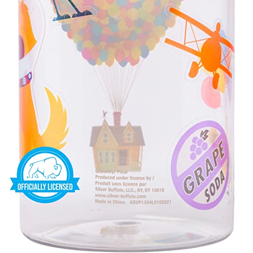 Silver Buffalo Disney Pixar Up House and Balloons Twist Spout Plastic Water Bottle with Stickers You Stick Yourself, 32 Ounces