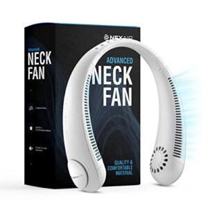 nexair portable neck fan - 3 speed rechargeable bladeless neck cooler, quality comfortable lightweight, personal neck fan for women & men modern design, great cooling fan for travel, outdoors & sports