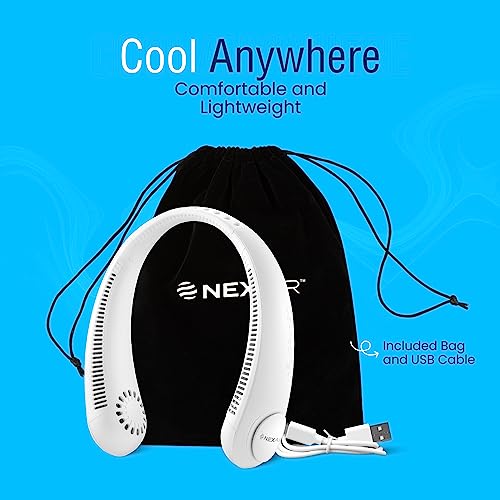 NEXAIR Portable Neck Fan - 3 Speed Rechargeable Bladeless Neck Cooler, Quality Comfortable Lightweight, Personal Neck Fan For Women & Men Modern Design, Great Cooling Fan For Travel, Outdoors & Sports