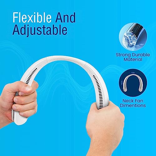 NEXAIR Portable Neck Fan - 3 Speed Rechargeable Bladeless Neck Cooler, Quality Comfortable Lightweight, Personal Neck Fan For Women & Men Modern Design, Great Cooling Fan For Travel, Outdoors & Sports