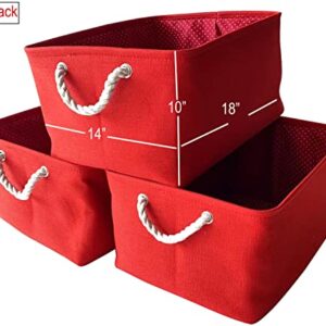 ITALIA 3pack Large Collapsible Fabric Basket Red , Size: 18 x 14 x 10"H