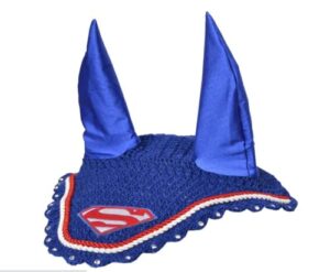 super man horse fly bonnet ear net fly veil hood mask hand made crochet cotton