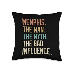 retro influence retro memphis the man the myth the bad influence novelty throw pillow, 16x16, multicolor